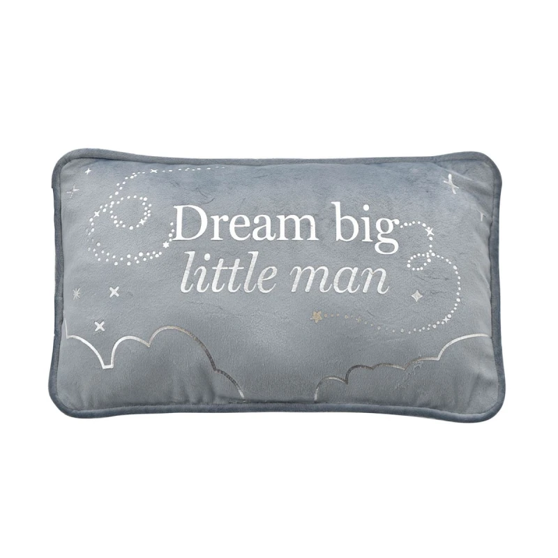 Image of Bambino by Juliana Rectangle Velvet Cushion "Little Man" 33cm Blue