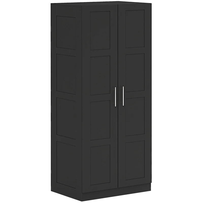 Image of HOMCOM Wardrobe for Bedroom - Double Wardrobe with Hanging Rail - Black TJ Hughes White 5063603480612
