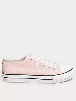 Image of Yours Yours Wide Fit Canvas Flatform Pink, Size 9, Women
