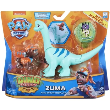 Image of PAW Patrol Dino Rescue - Zuma and Brontosaurus Action Figure Set