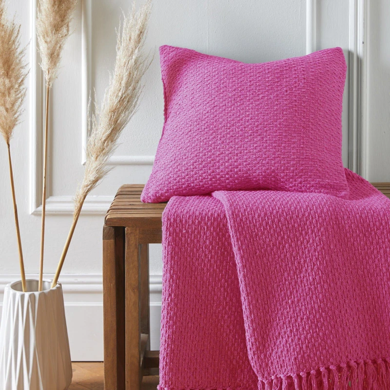 Image of Drift Home 'Hayden' Filled 100% Recycled Sustainable Cotton Basket Weave Cushion Pink