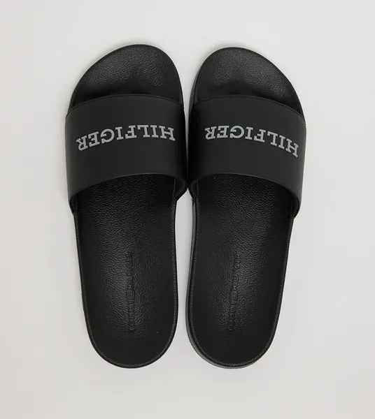 Image of Tommy Hilfiger Mens Rubber Slides - UK 9 Black Sandals male FM0FM05022 9