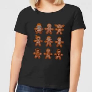 Image of Star Wars Gingerbread Characters Womens Christmas T-Shirt - Black - 4XL - Black