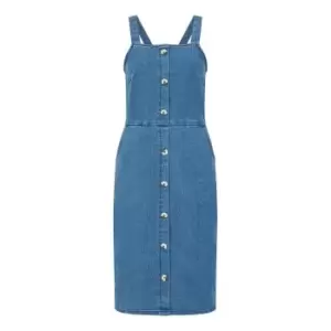 Image of Yumi Blue Denim Pinafore Dress - Blue