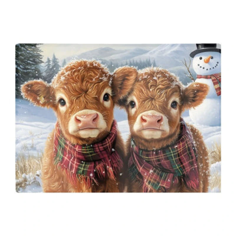 Image of Warren Reed Designer Baby Highland Cows In The Snow Chopping Board