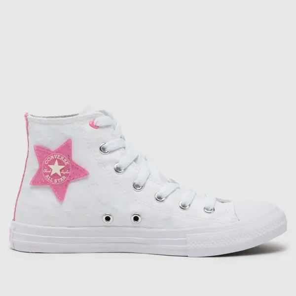 Image of Converse white & pink all star hi Girls Junior trainers White & Pink UK 11 (EU 28½)