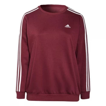 Image of adidas Essentials 3-Stripes Fleece Sweatshirt (Plus Size) - Victory Crimson / White