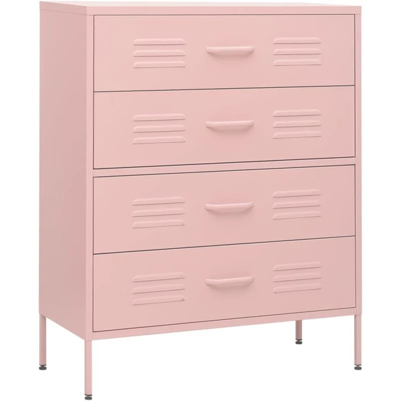 Image of VIDAXL Chest of Drawers Pink 80x35x101.5cm Steel Vidaxl 8720286565148