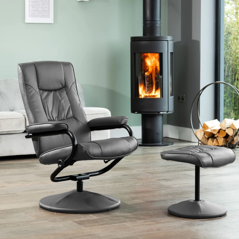 Image of Artemis Home Gibson Swivel Recliner & Footstool in Grey Grey Unisex