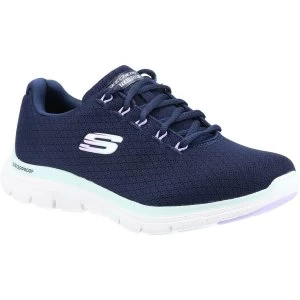 Image of Skechers Womens Flex Appeal 4.0 Coated Fidelity Shoes Navy/Aqua UK6