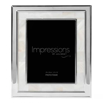 Image of 8" x 10" - Steel Photo Frame with Mother of Pearl Border