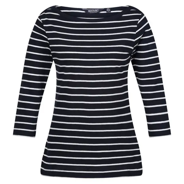 Image of Regatta Womens Bayletta Cotton Blend Lightweight T Shirt 14 - Bust 38' (97cm) Navy/White RWT294-1SF-14