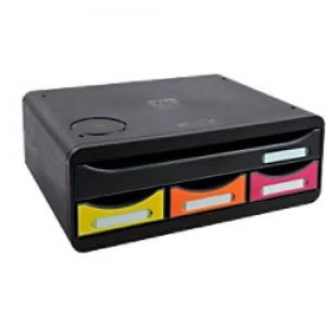 Image of Exacompta Toolbox with 4 Drawers and QI Charging Pad Polystyrene Black 35.5 x 27 x 13.4 cm