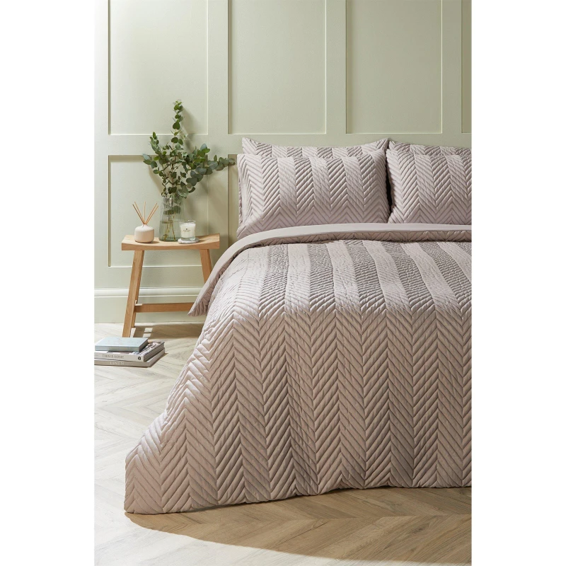 Image of Homelife Chevron Pinsonic Design Duvet Set - Beige Beige Single