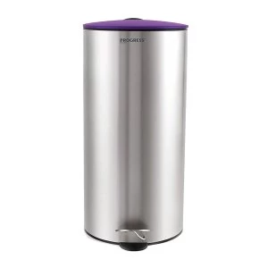 Image of Progress BW05303P Stainless-Steel 30-Litre Pedal Bin with Soft-Closing Lid - Purple