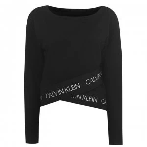 Image of Calvin Klein Performance Boatneck Pullover Sweatshirt - 007 CK Black