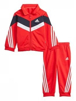 Image of Boys, adidas Infant Unisex Future Icons Shiny Tracksuit - Red/Navy, Red/Navy, Size 6-9 Months