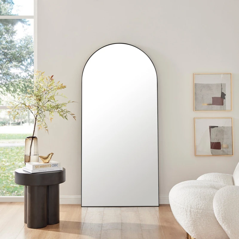 Image of FurnitureboxUK FurnitureboxUK Ottilie Large Full Length Arch Decorative Wall Mirror in Black One Size Unisex 5056542693250