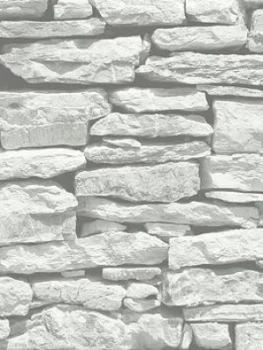 Image of Arthouse Moroccan Stone Brick Wall Wallpaper - White