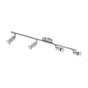 Image of Flush 4 Spot Ceiling Light Colour Satin Nickel Steel Bulb GU10 4x3W Included