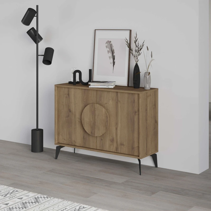 Image of DECORTIE Decortie Gora Console Sideboard Display Unit 110Cm - Dark Oak Effect M.K.23938.3