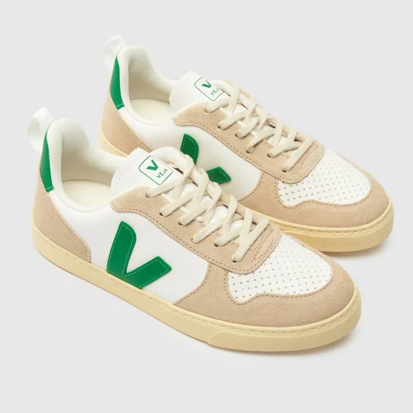 Image of VEJA white & beige v-10 Boys Youth trainers White/Beige UK 4