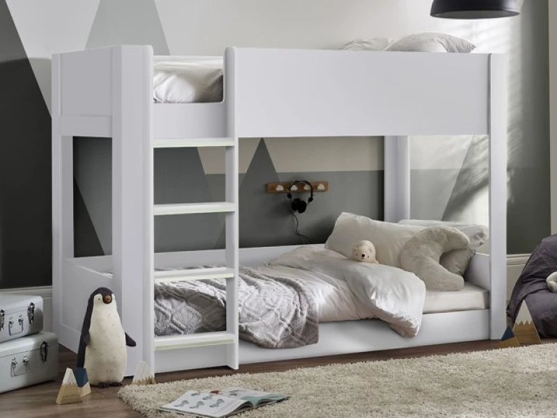 Image of Julian Bowen Solomon White Wooden Bunk Bed Frame - 3ft Single