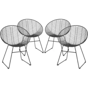 Image of Metal Wire Round Lounge Chairs - Black - Pack of 4 - Harbour Housewares