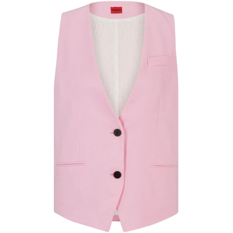 Image of Hugo Amonalie Oversized-Fit Waistcoat Pink female 8
