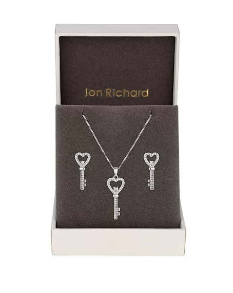 Image of Jon Richard Love Heart Key CZ Set