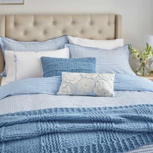 Image of Katie Piper Be Still Check Single Duvet Cover Set, Blue