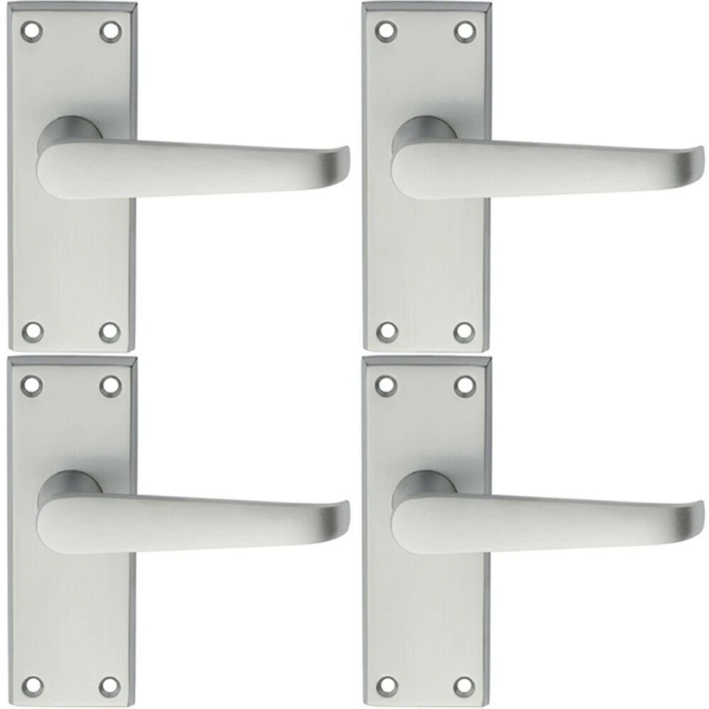 Image of Loops 4x PAIR Straight Handle on Short Latch Backplate 118 x 42mm Satin Chrome Multi