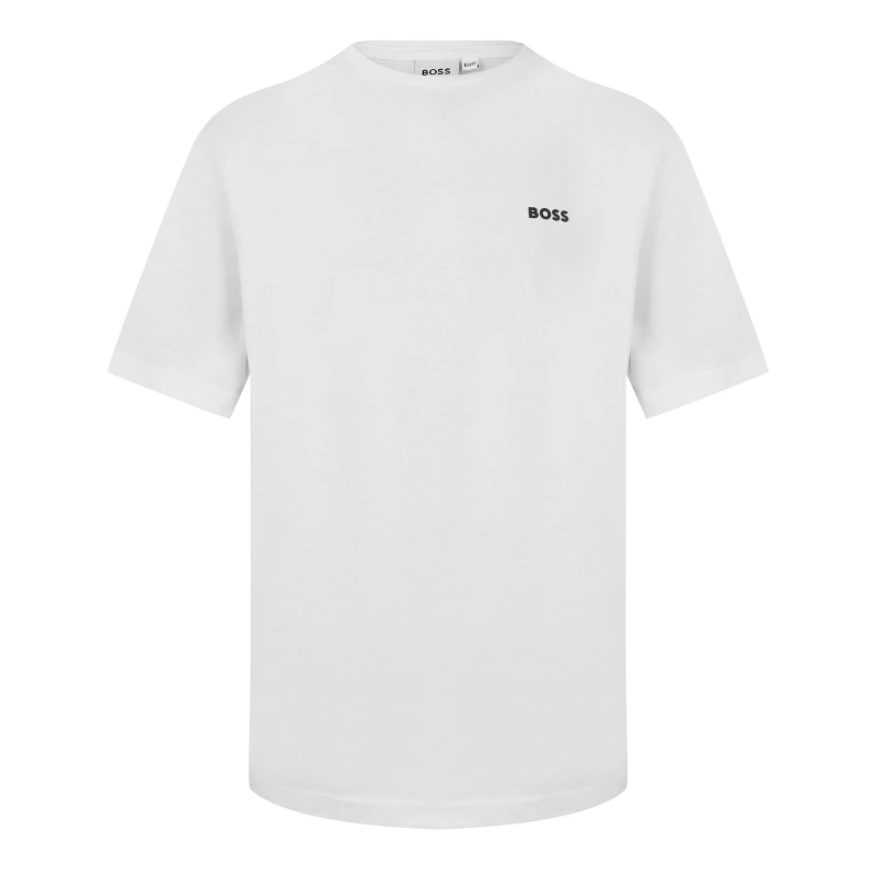 Image of Boss White Junior Cotton T-Shirt With Small Logo White Boys 8Y 209932UK