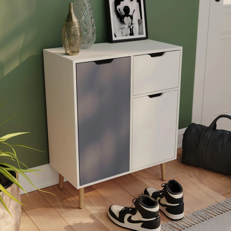 Image of Lassic Vida Designs 2 Door 1 Drawer Sideboard Storage Grey & White unisex One Size