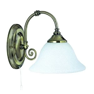 Image of 1 Light Indoor Wall Light Antique Brass with Scavo Glass Shades, E27