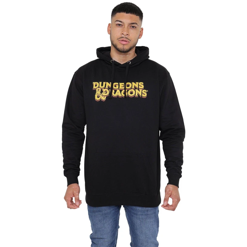 Image of Dungeons & Dragons Men Dungeons & Dragons 70's Logo Mens Pullover Hoodie Black Size: Medium Black M Male 5052777735956