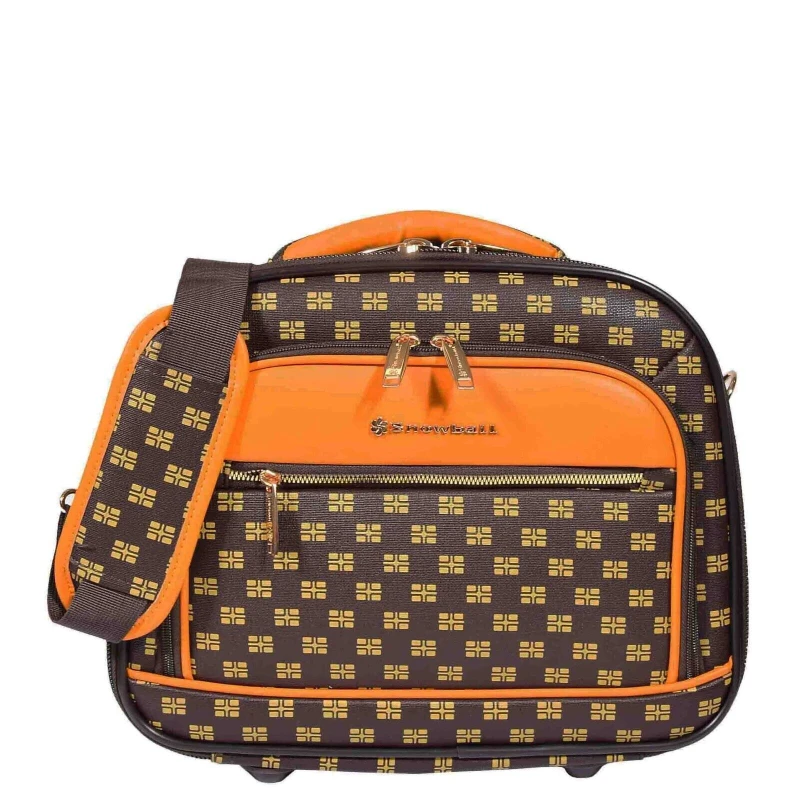 Image of Infinity Leather Brown Travel Cosmetic Bag Brown unisex