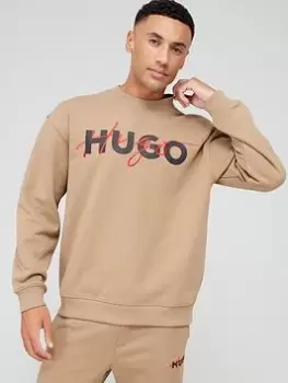 Image of HUGO Droyko Relaxed Fit Sweatshirt, Brown, Size 2XL, Men
