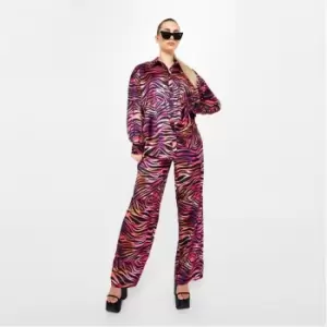 Image of Missguided Zebra Print Satin Shirt - Multi