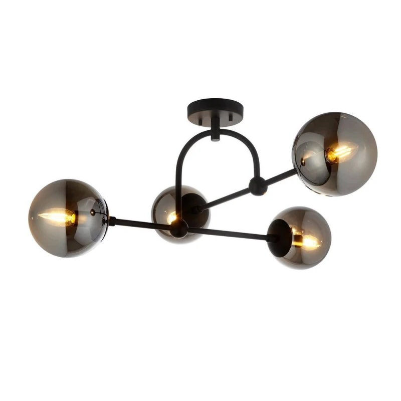 Image of Trieste Globe Ceiling Light Matt Black, Smoked Mirror Glass