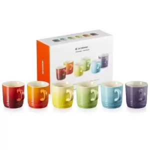 Image of Le Creuset Stoneware Rainbow Set Of 6 Cappuccino Mugs