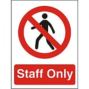 Image of Prohibition Sign Staff Only PVC 15 x 20 cm