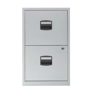 Image of Bisley 2 Drawer A4 Metal Filing Cabinet - Silver