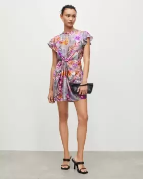 Image of AllSaints Jemille Lucia Silk Blend Mini Dress