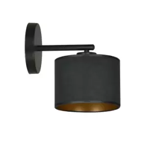 Image of Emibig Hilde Black Wall Lamp with Shade with Black Fabric Shades, 1x E27