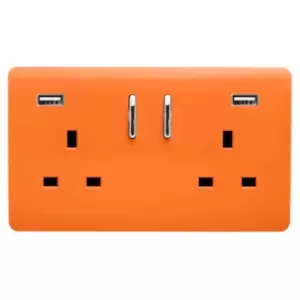 Image of Trendi 2 Gang 13A Socket 2 USB Orange