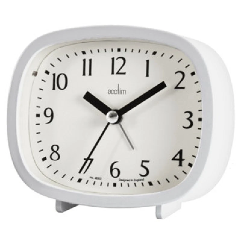 Image of Acctim Hilda Analogue Alarm Clock Non Ticking Sweep Crescendo Alarm Backlight Retro White