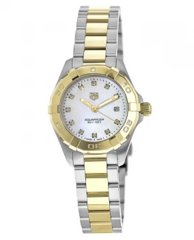 Image of Tag Heuer Aquaracer Lady 300M 27MM Yellow Gold & Steel Diamond Dial Womens Watch WBD1422.BB0321 WBD1422.BB0321