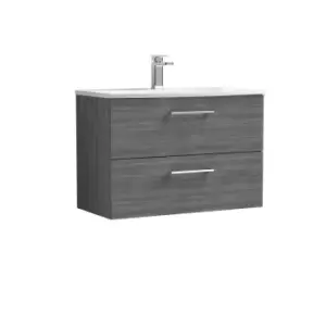 Image of Nuie Arno 800mm Wall Hung 2 Drawer Vanity & Basin 4 Anthracite