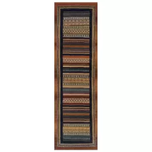 Image of Oriental Weavers Gabbeh Runner Rug Multi Stripe 933R 68X235cm